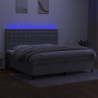 Boxspringbett mit Matratze & LED Hellgrau 200x200 cm Stoff