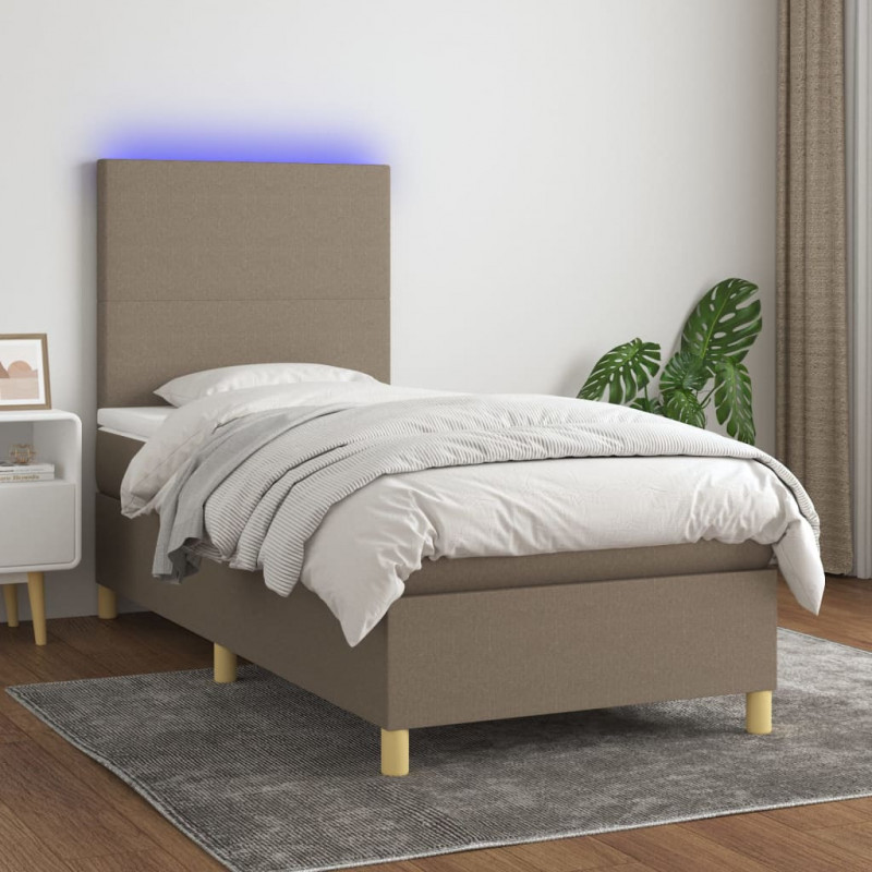 Boxspringbett mit Matratze & LED Taupe 80x200 cm Stoff