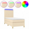 Boxspringbett mit Matratze & LED Creme 90x190 cm Stoff