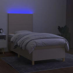 Boxspringbett mit Matratze & LED Creme 90x190 cm Stoff