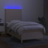 Boxspringbett mit Matratze & LED Creme 90x190 cm Stoff