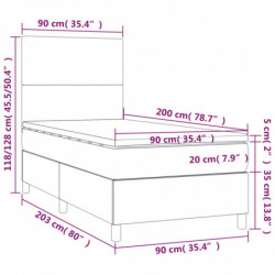 Boxspringbett mit Matratze & LED Dunkelgrau 90x200 cm Stoff