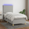 Boxspringbett mit Matratze & LED Hellgrau 100x200 cm Stoff