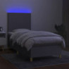 Boxspringbett mit Matratze & LED Hellgrau 100x200 cm Stoff