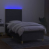 Boxspringbett mit Matratze & LED Dunkelgrau 100x200 cm Stoff