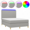 Boxspringbett mit Matratze & LED Hellgrau 140x200 cm Stoff