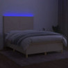 Boxspringbett mit Matratze & LED Creme 140x200 cm Stoff