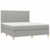 Boxspringbett mit Matratze & LED Hellgrau 160x200 cm Stoff