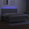 Boxspringbett mit Matratze & LED Hellgrau 200x200 cm Stoff