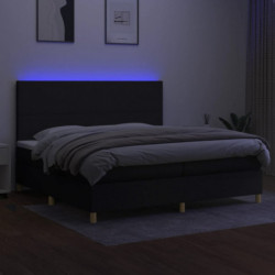 Boxspringbett mit Matratze & LED Schwarz 200x200 cm Stoff