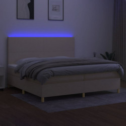 Boxspringbett mit Matratze & LED Creme 200x200 cm Stoff