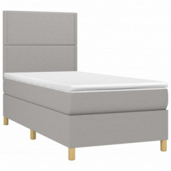 Boxspringbett mit Matratze & LED Hellgrau 100x200 cm Stoff