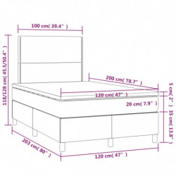 Boxspringbett mit Matratze & LED Dunkelgrau 120x200 cm Stoff