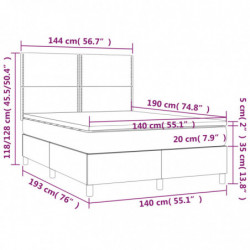 Boxspringbett mit Matratze & LED Dunkelbraun 140x190 cm Stoff