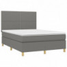 Boxspringbett mit Matratze & LED Dunkelgrau 140x200 cm Stoff