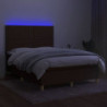 Boxspringbett mit Matratze & LED Dunkelbraun 140x200 cm Stoff