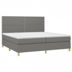 Boxspringbett mit Matratze & LED Dunkelgrau 200x200 cm Stoff