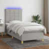 Boxspringbett mit Matratze & LED Hellgrau 90x190 cm Stoff