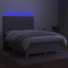 Boxspringbett mit Matratze & LED Hellgrau 140x190 cm Stoff