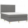 Boxspringbett mit Matratze & LED Dunkelgrau 140x190 cm Stoff