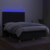 Boxspringbett mit Matratze & LED Schwarz 140x190 cm Stoff