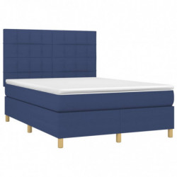 Boxspringbett mit Matratze & LED Blau 140x200 cm Stoff