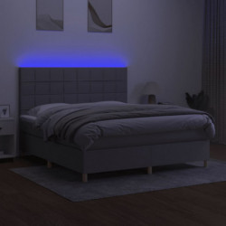 Boxspringbett mit Matratze & LED Hellgrau 180x200 cm Stoff