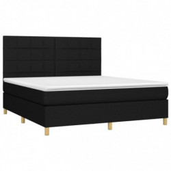 Boxspringbett mit Matratze & LED Schwarz 180x200 cm Stoff