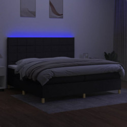 Boxspringbett mit Matratze & LED Schwarz 200x200 cm Stoff