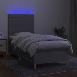 Boxspringbett mit Matratze & LED Hellgrau 80x200 cm Stoff