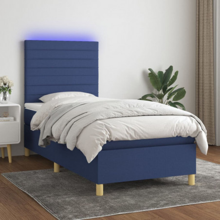 Boxspringbett mit Matratze & LED Blau 80x200 cm Stoff