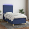 Boxspringbett mit Matratze & LED Blau 80x200 cm Stoff