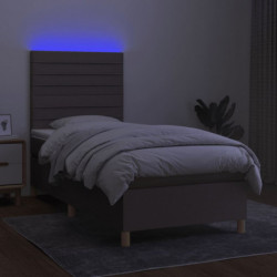 Boxspringbett mit Matratze & LED Taupe 90x200 cm Stoff