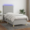 Boxspringbett mit Matratze & LED Hellgrau 100x200 cm Stoff