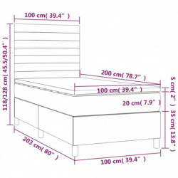 Boxspringbett mit Matratze & LED Hellgrau 100x200 cm Stoff