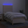 Boxspringbett mit Matratze & LED Creme 100x200 cm Stoff