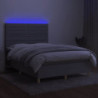 Boxspringbett mit Matratze & LED Hellgrau 140x200 cm Stoff