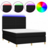 Boxspringbett mit Matratze & LED Schwarz 140x200 cm Stoff