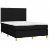 Boxspringbett mit Matratze & LED Schwarz 140x200 cm Stoff