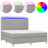 Boxspringbett mit Matratze & LED Hellgrau 160x200 cm Stoff