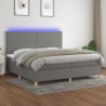 Boxspringbett mit Matratze & LED Dunkelgrau 200x200 cm Stoff