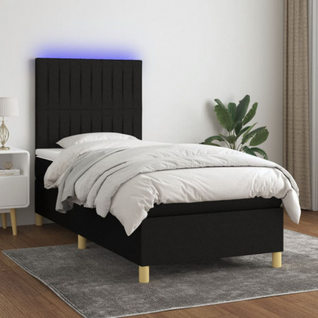 Boxspringbett mit Matratze & LED Schwarz 80x200 cm Stoff