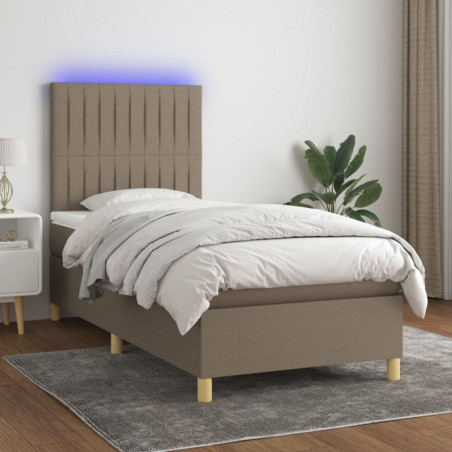 Boxspringbett mit Matratze & LED Taupe 80x200 cm Stoff