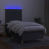 Boxspringbett mit Matratze & LED Dunkelgrau 90x190 cm Stoff