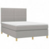 Boxspringbett mit Matratze & LED Hellgrau 140x190 cm Stoff