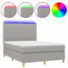 Boxspringbett mit Matratze & LED Hellgrau 140x200 cm Stoff