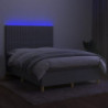 Boxspringbett mit Matratze & LED Hellgrau 140x200 cm Stoff