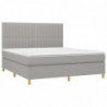 Boxspringbett mit Matratze & LED Hellgrau 160x200 cm Stoff