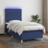 Boxspringbett mit Matratze & LED Blau 90x190 cm Stoff