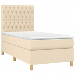 Boxspringbett mit Matratze & LED Creme 90x200 cm Stoff